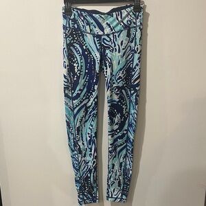 Lilly Pulitzer Blue Patterned Luxletic Leggings- Athleisure Wear, Gym, Workout
